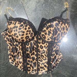 Spirit Leopard Print Camisole with Black Lace